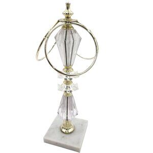 Lucite & Marble 3-Ring Towel Holder With Gold Accents Elegant Bathroom Accessory